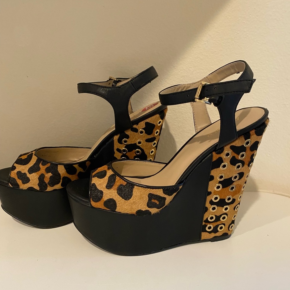Leopard Print Wedge Sandals